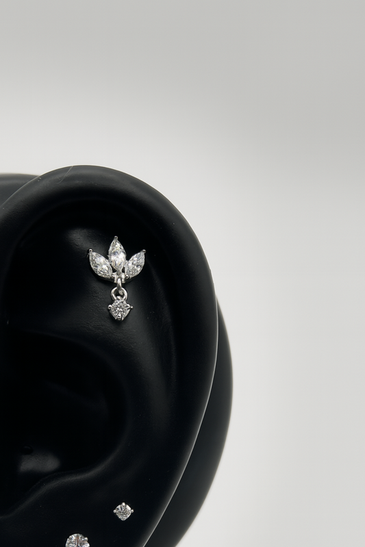 Trio Cz pendant - Threadless / Titane
